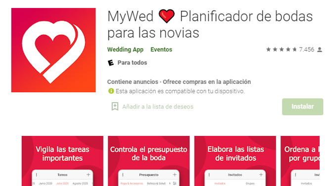 Myweb planificador de bodas con un montón de funciones para organizar la boda perfecta