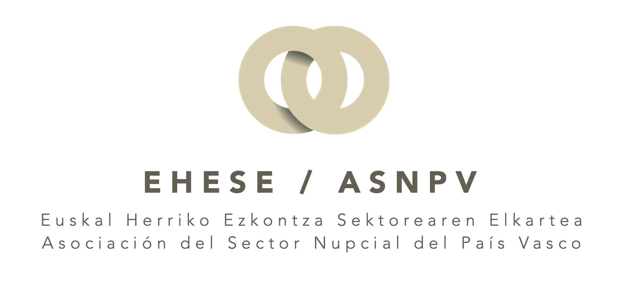 Fondo blanco con logo color crema y letras marrón oscuro de la Asociación del Sector Nupcial del País Vasco