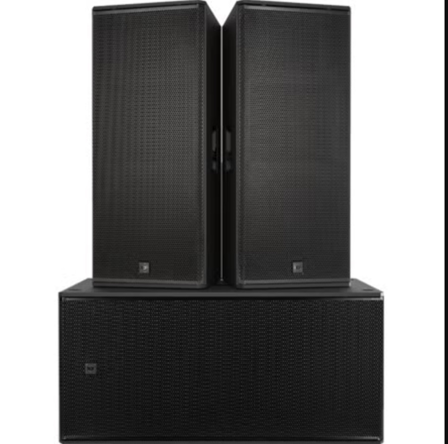 Dos altavoces RCF con subgrabe